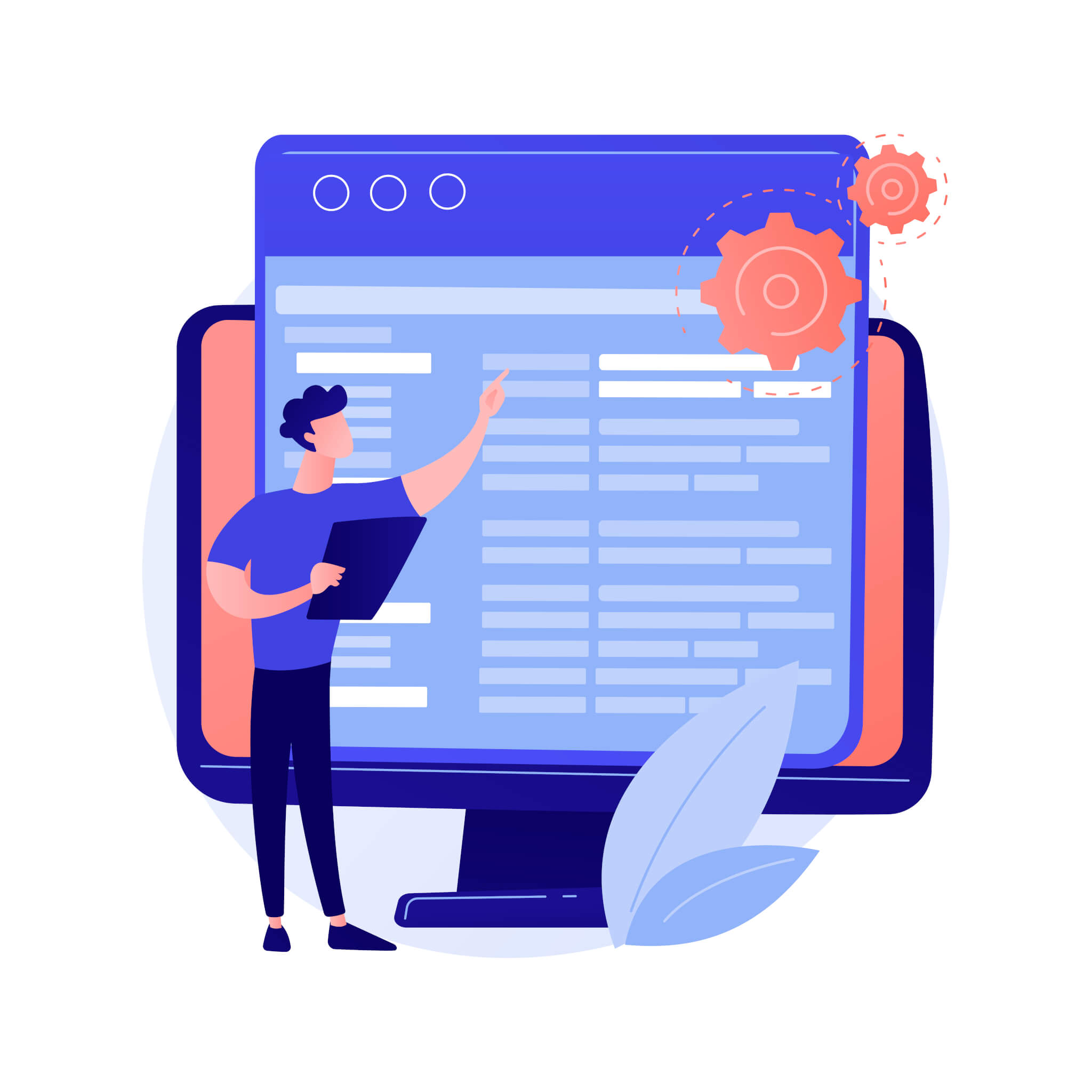 Coding and website development vector concept metaphor. feladatkezelő szoftverek segítségével megfelelően rendben tartható feladatok