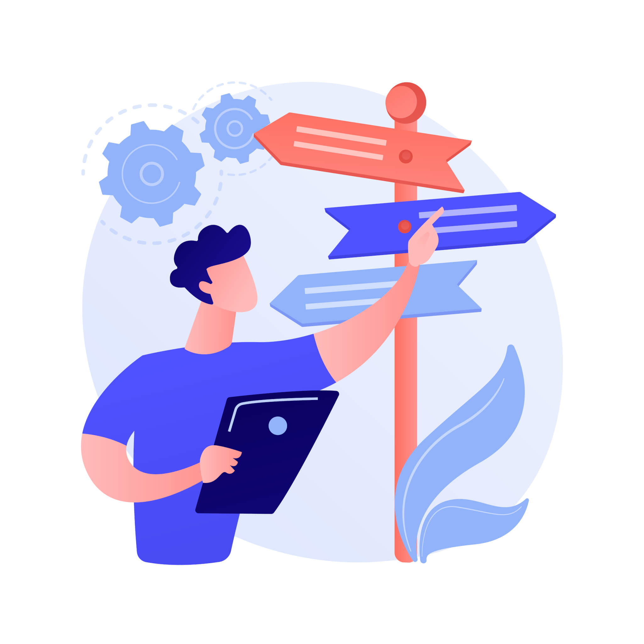 Decision making abstract concept vector illustration. feladatkezelő szoftverek segítségével megfelelően rendben tartható feladatok