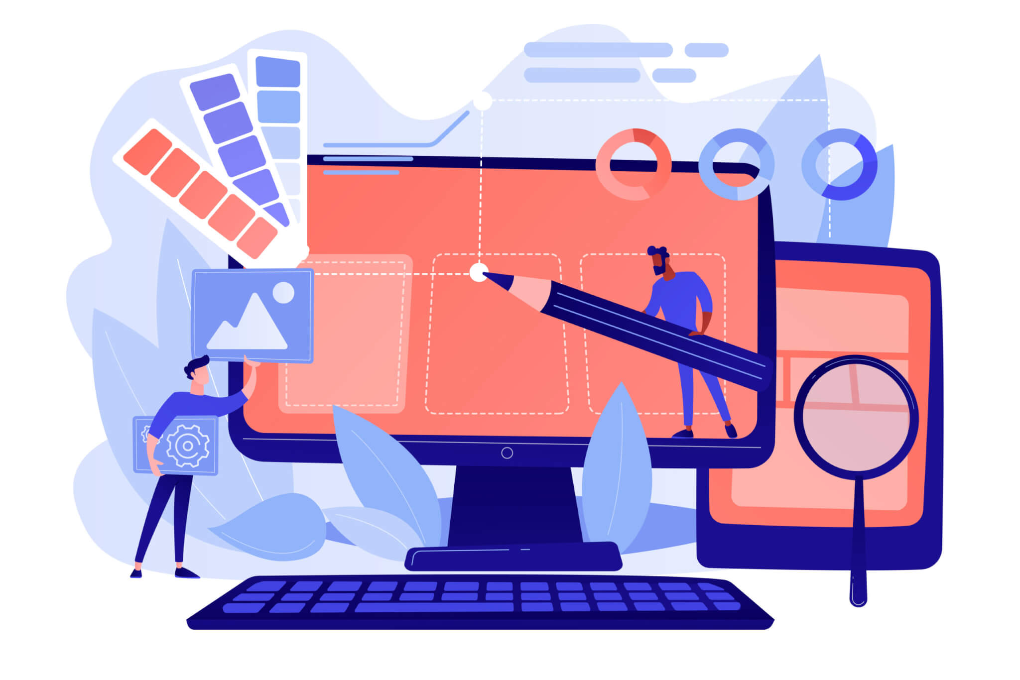 Web design development concept vector illustration feladatkezelő szoftverek segítségével megfelelően rendben tartható feladatok