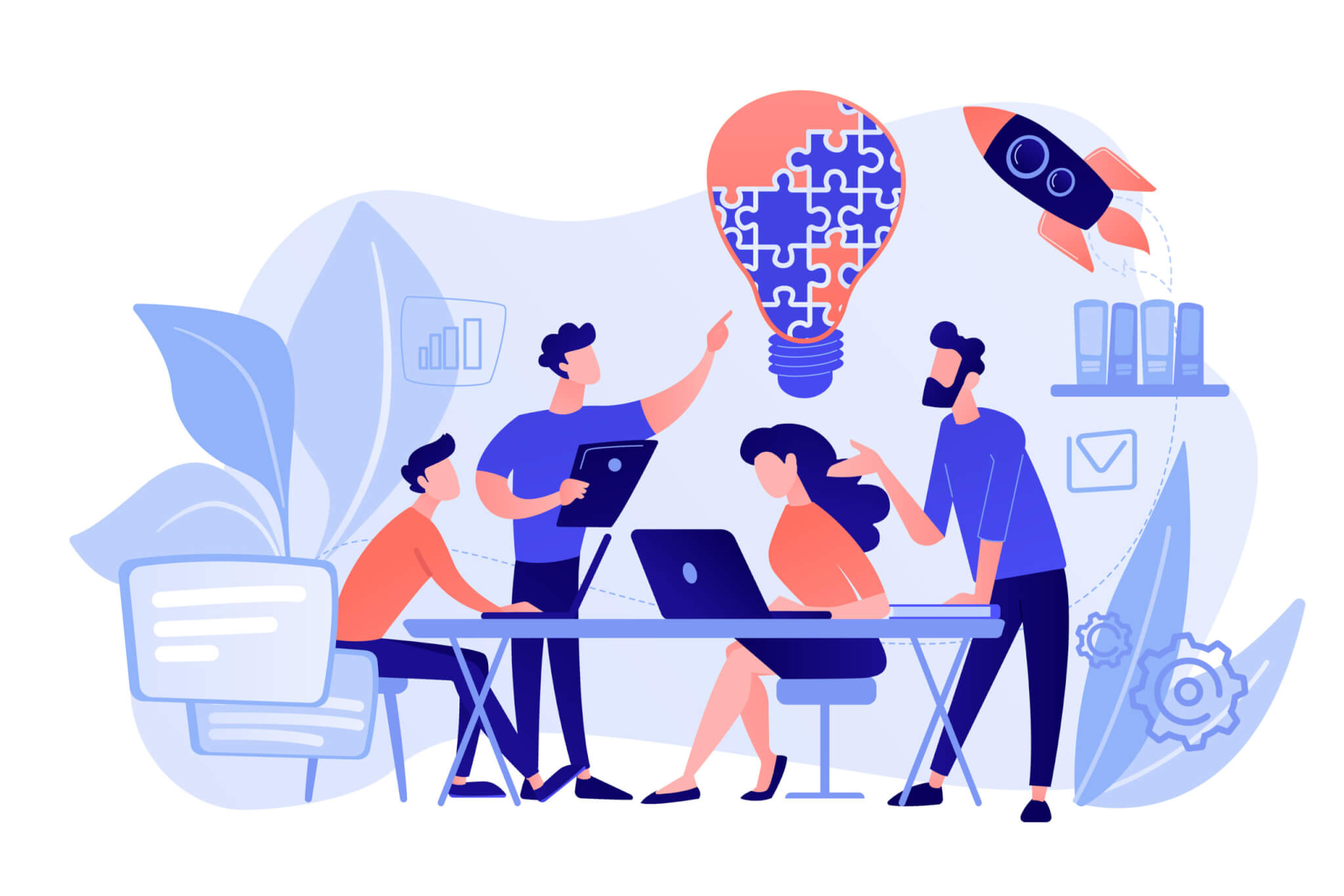 Collaboration concept vector illustration. feladatkezelő szoftverek segítségével megfelelően rendben tartható feladatok