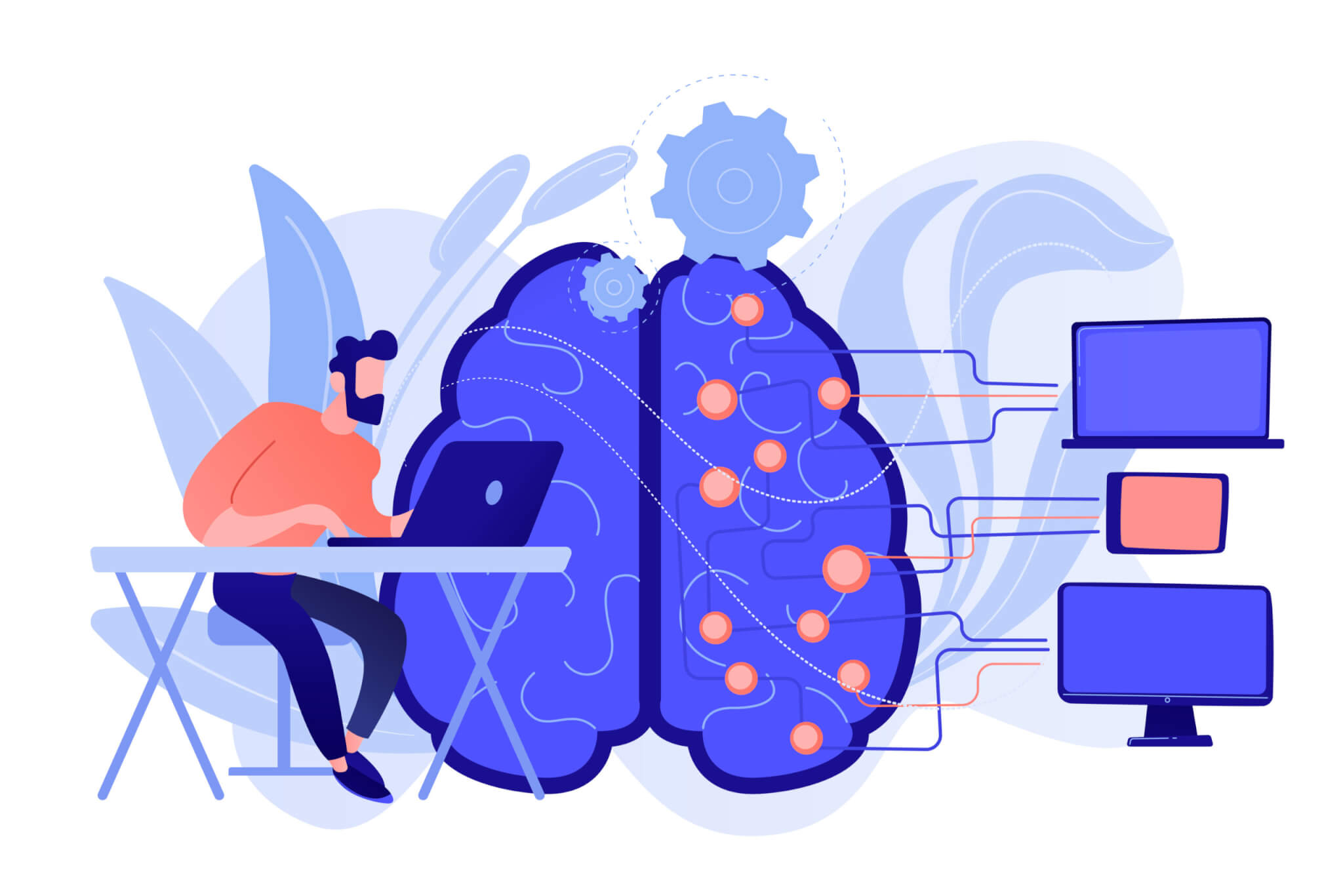 Artificial intelligence concept vector illustration. feladatkezelő szoftverek segítségével megfelelően rendben tartható feladatok